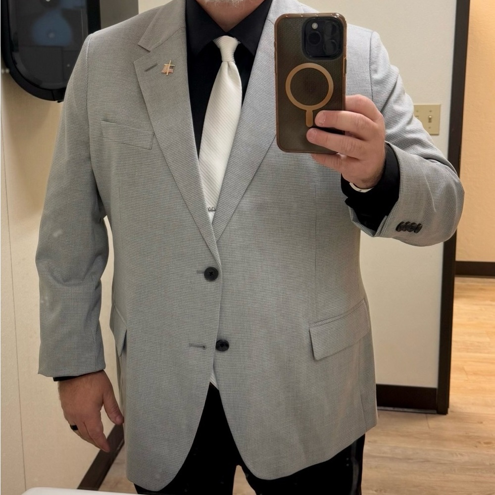 Haggar J.M. Haggar Blazer 50S Silver/Grey Sport Coat Tailored Fit 23” Sleeve - Picture 11 of 16